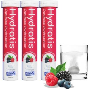 HYDRATIS – Pastilles Hydratation Electrolytes – Fruits des Bois – Améliore l&rsquo;Hydratation et Favorise l&rsquo;Énergie – Formule Isotonique – Sport, Récupération, Bien-être – 1 mini tube (10 Pastilles)(3 TUBES)