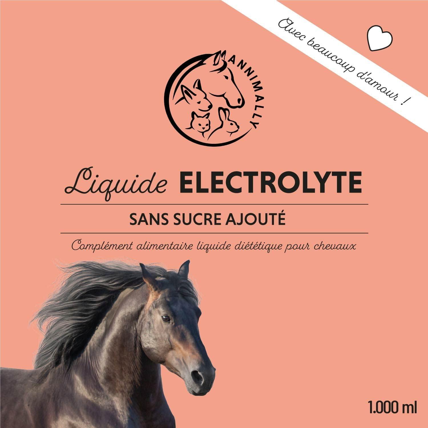 imageAnnimally lectrolytes Liquides pour Chevaux 1000ml avec Sodium Potassium Acerola Calcium Magnsium et Vitamine B liquides lectrolytes Liquides sans ajout de Sucre