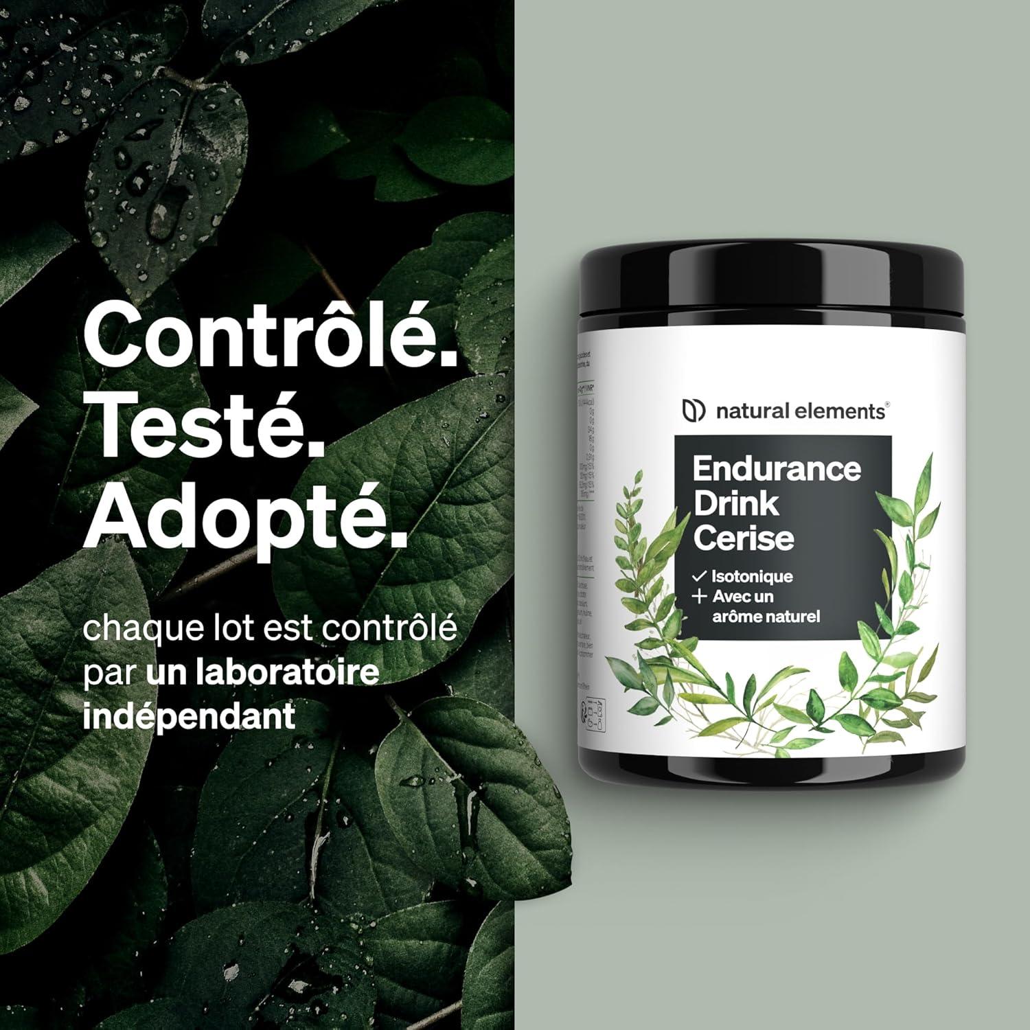 imageEndurance Drink Cerise 600g de poudre isotonique avec lectrolytes et glucides got cerise vgane biodisponibilit optimale produit et contrl en laboratoire en Allemagne