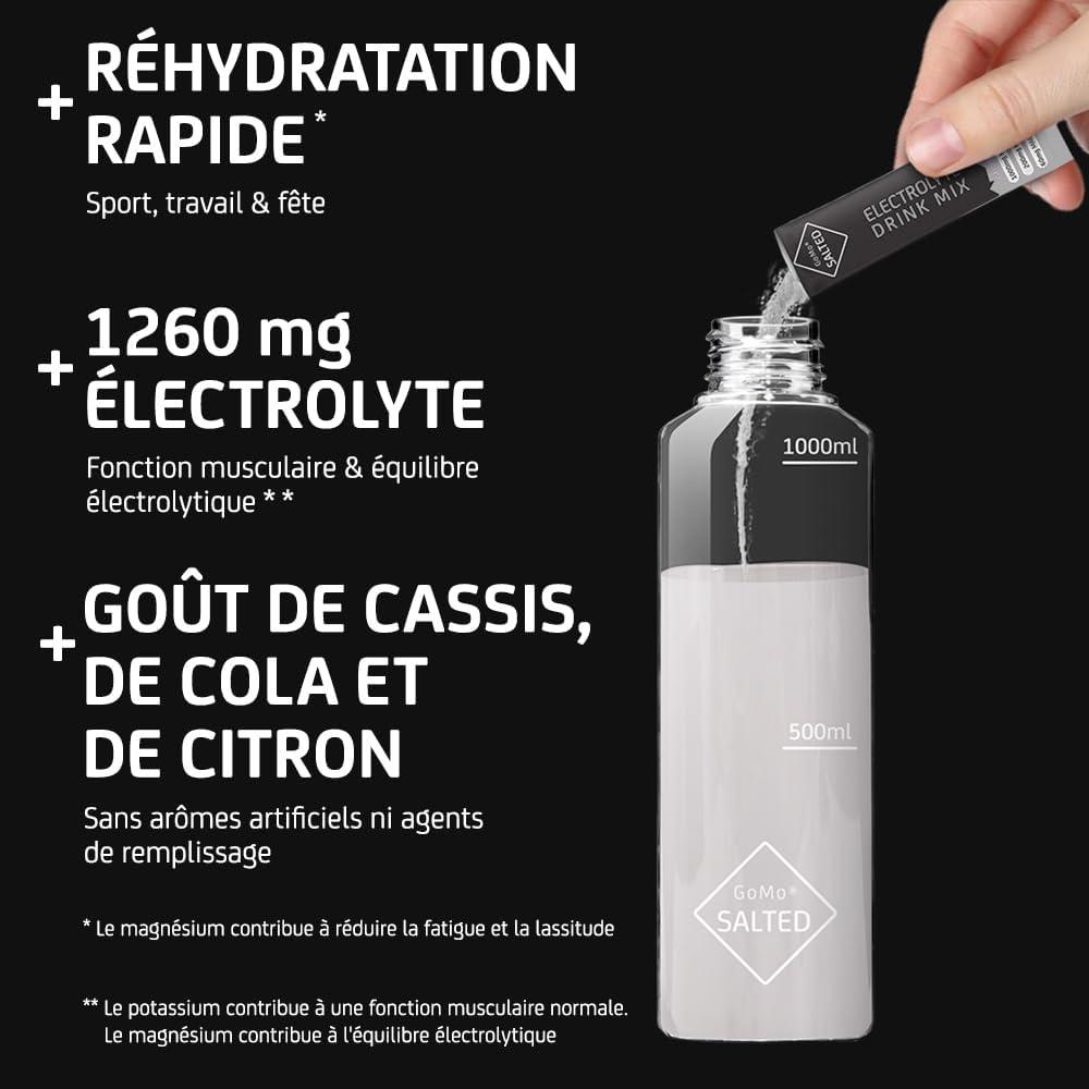 imageGoMo SALTED Hydration Aid Electrolytes sans sucre Amlioration de labsorption de leau ampamp hydratation rapide 30 portions de poudre dlectrolytes avec du sel des Alpes suisses Got mixte