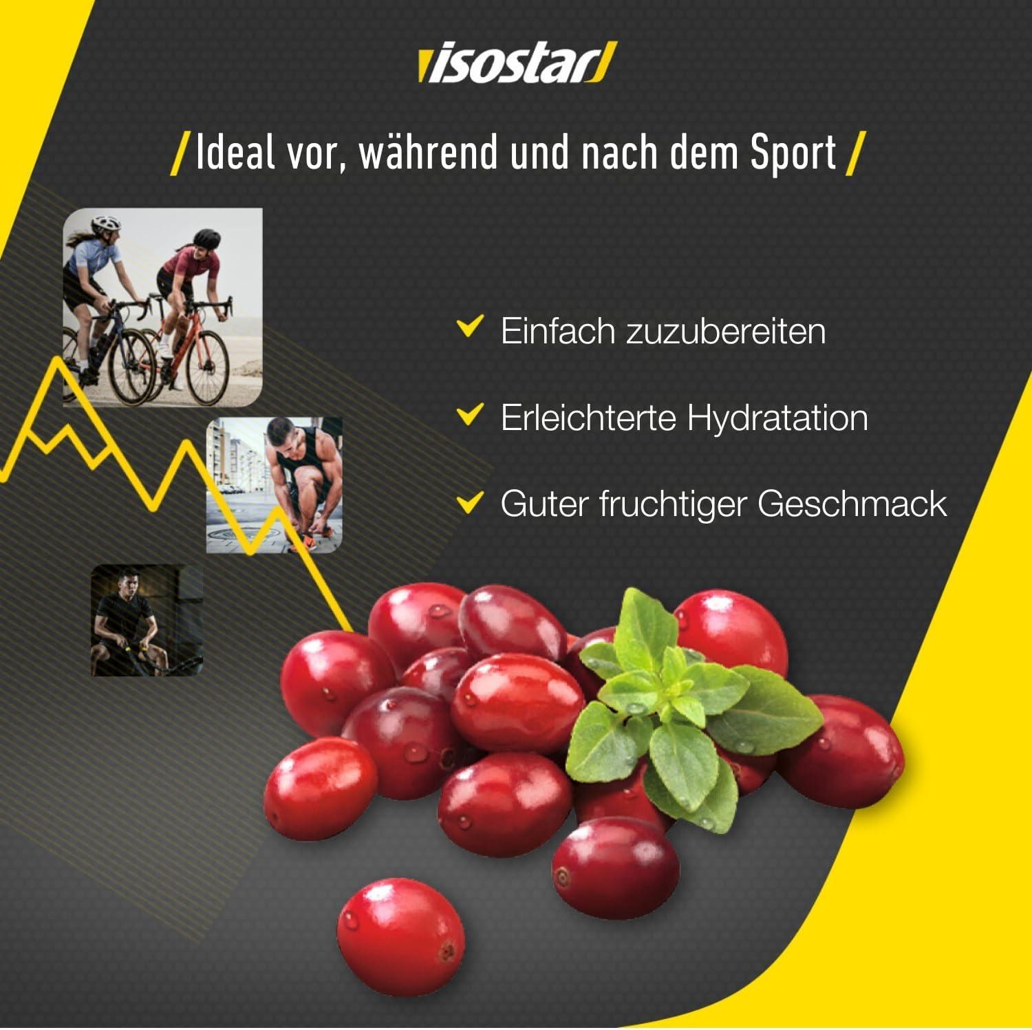 imageIsostar Hydrate ampamp Perform Cranberry Fruits Rouges Poudre Boisson Isotonique Sport Boisson nergtique Avec lectrolytes Source De Vitamine C Running Vlo ampamp Trail 10 Doses Pour 5 Litres 400gRouge