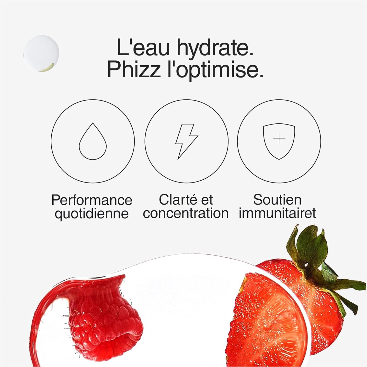 imagePhizz Electrolytes Multivitamines ampamp Comprims dhydratation 60 comprims de rhydratation effervescents 18 vitamines et minraux vitamine C vgane vgtarien et hypocalorique Pomme ampamp CassisBaies Mlanges