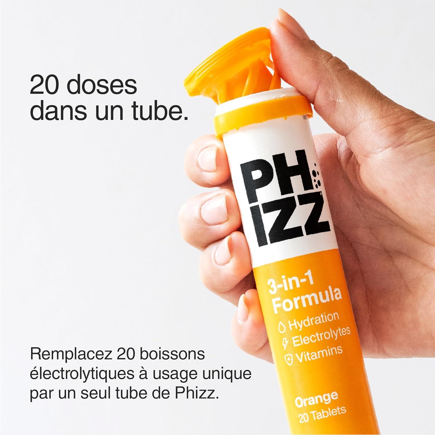 imagePhizz Electrolytes Multivitamines ampamp Comprims dhydratation 60 comprims de rhydratation effervescents 18 vitamines et minraux vitamine C vgane vgtarien et hypocalorique Pomme ampamp CassisOrange