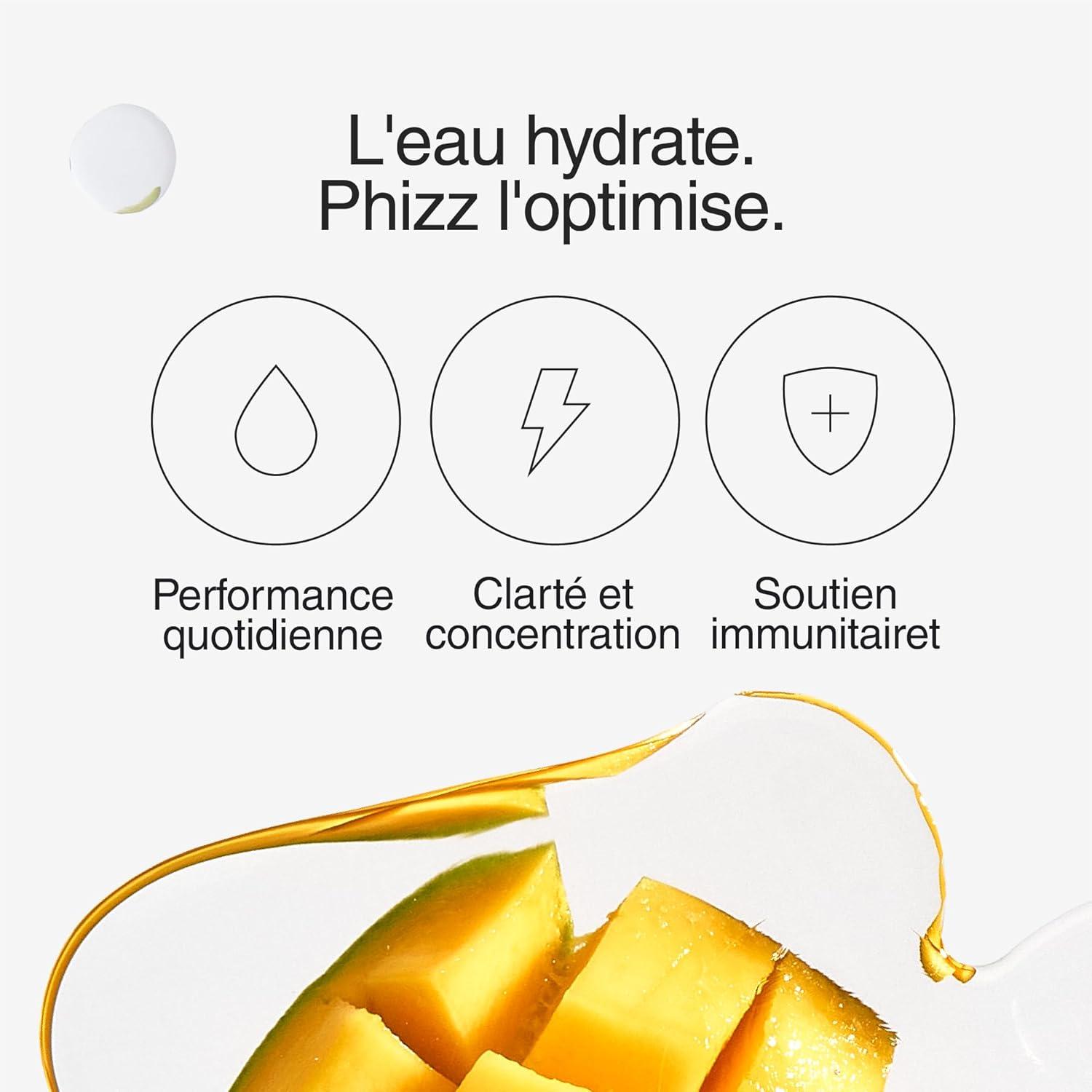 imagePhizz Electrolytes Multivitamines ampamp Comprims dhydratation 60 comprims de rhydratation effervescents 18 vitamines et minraux vitamine C vgane vgtarien et hypocalorique Pomme ampamp CassisMangue
