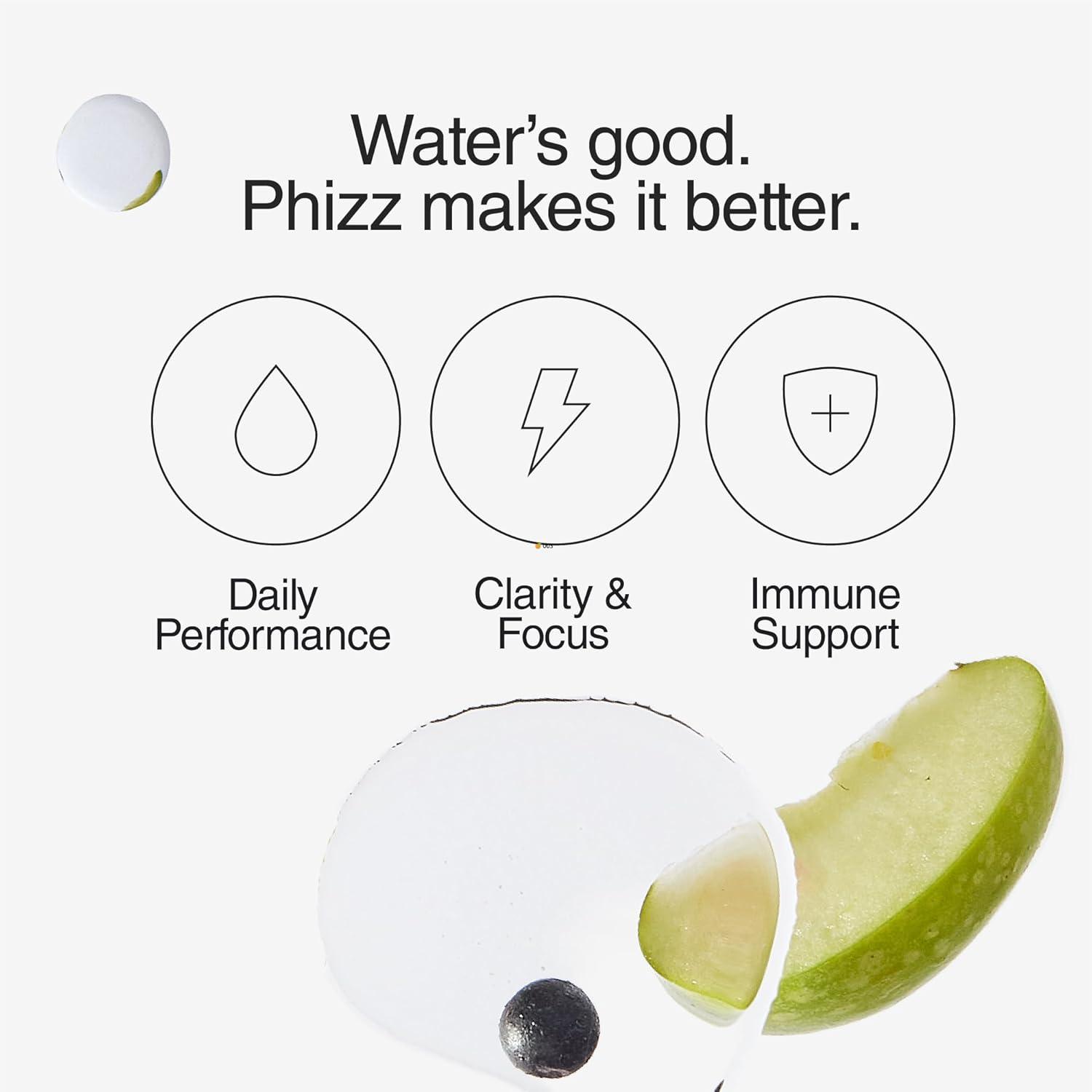 imagePhizz Electrolytes Multivitamines ampamp Comprims dhydratation 60 comprims de rhydratation effervescents 18 vitamines et minraux vitamine C vgane vgtarien et hypocalorique Pomme ampamp CassisPomme Cassis