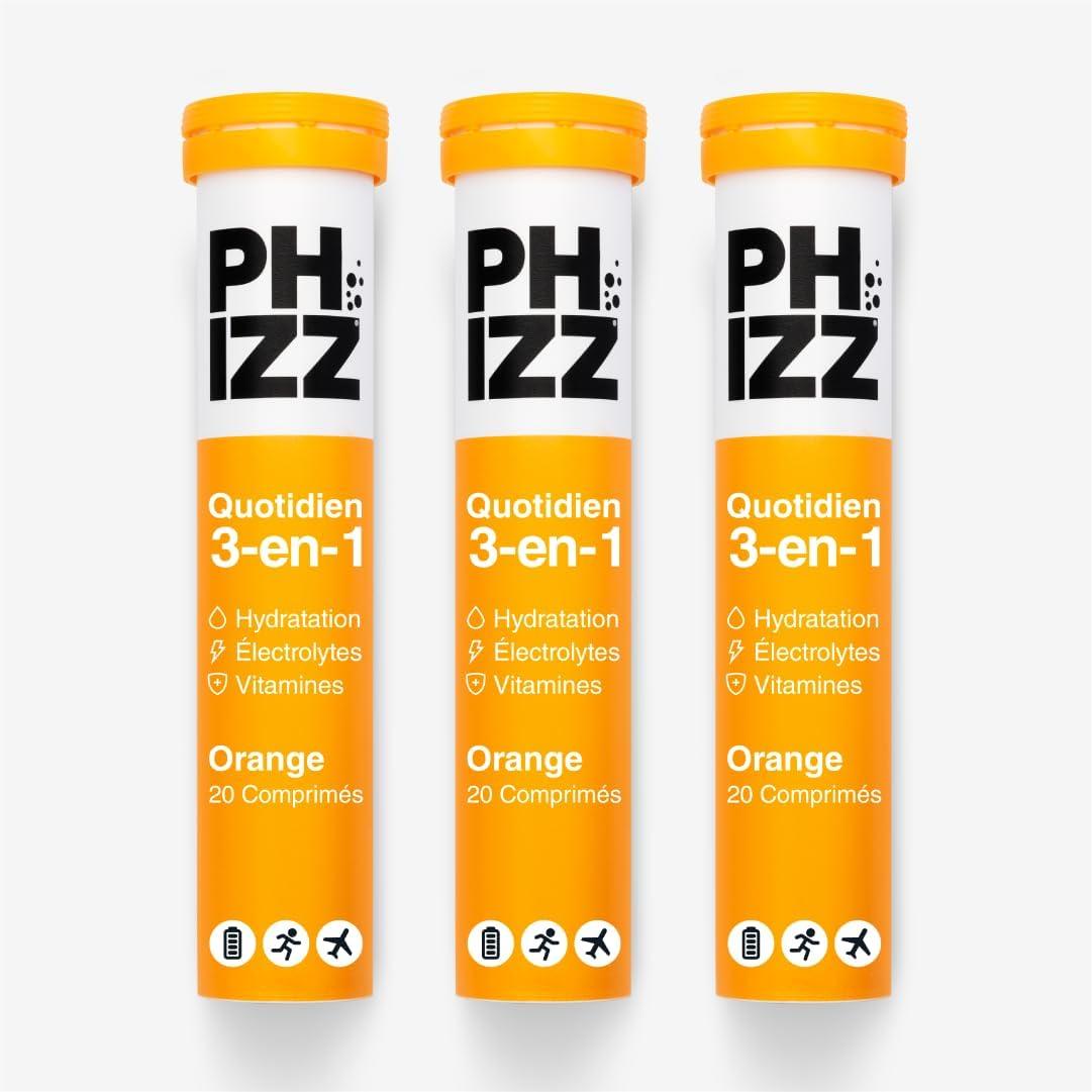 imagePhizz Electrolytes Multivitamines ampamp Comprims dhydratation 60 comprims de rhydratation effervescents 18 vitamines et minraux vitamine C vgane vgtarien et hypocalorique Pomme ampamp CassisOrange