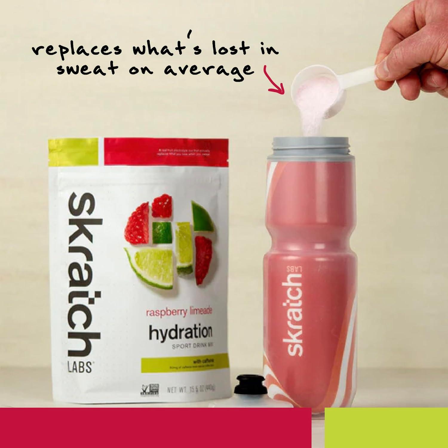 imageSKRATCH LABS Hydration 440g Poudre dlectrolytes Sport Drink Mix Raspberry Limeade Limonade la framboise cafine 20 portions Sans OGM Vegan Kasher