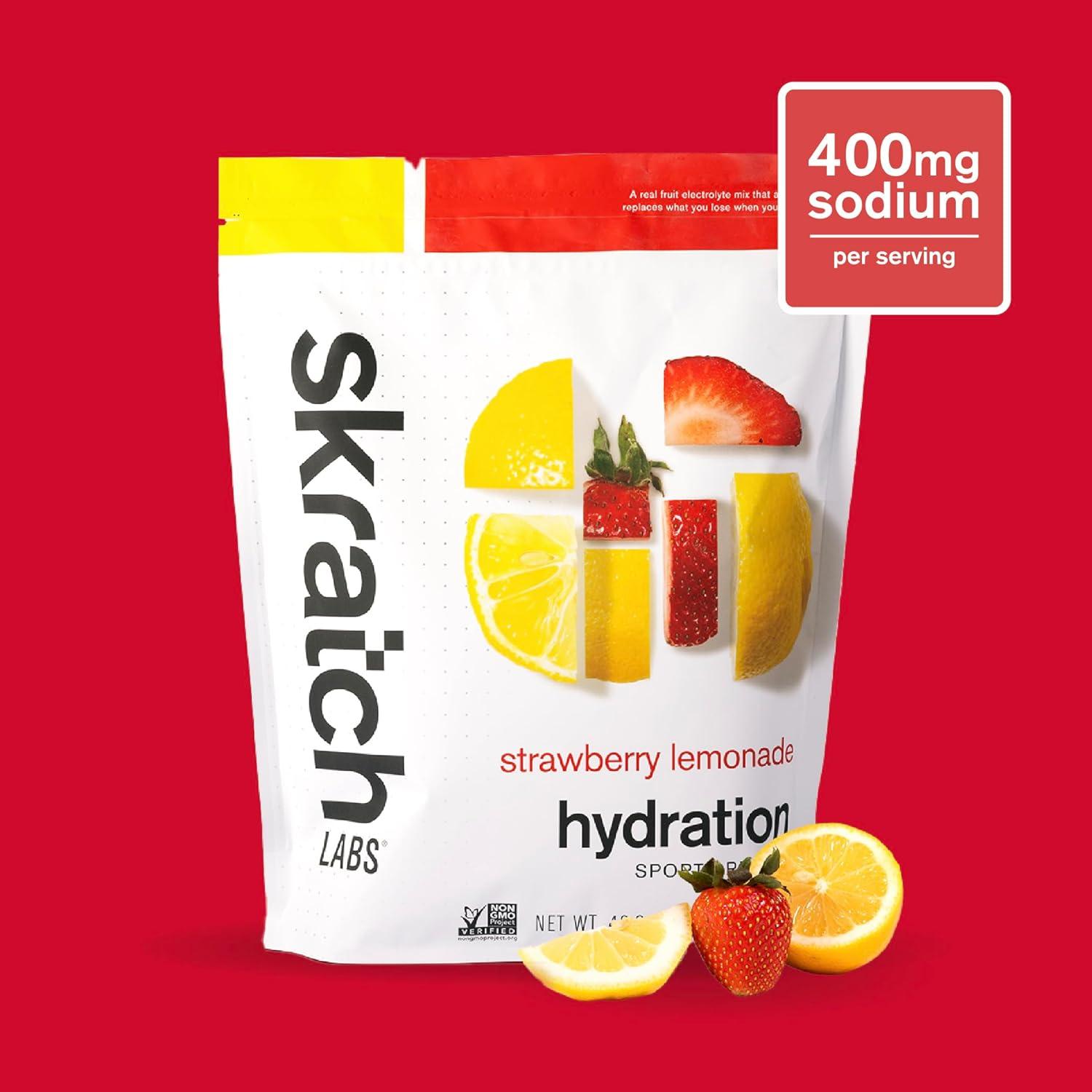 imageSKRATCH LABS Sport Hydration Drink Mix Poudre de glucides et dlectrolytes 1320g Fraise Citron Endurance Entranement Comptition Sans gluten Vegan Keto