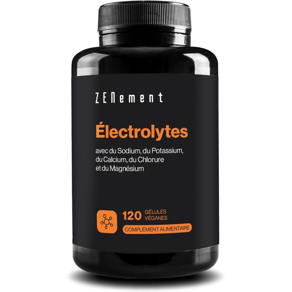 imageElectrolyte Complex Electrolytes Sans Sucre Avec Sodium Calcium Magnesium Potassium nergie Fonction Musculaire Sport Fatigue Keto 120 glules vegan Zenement