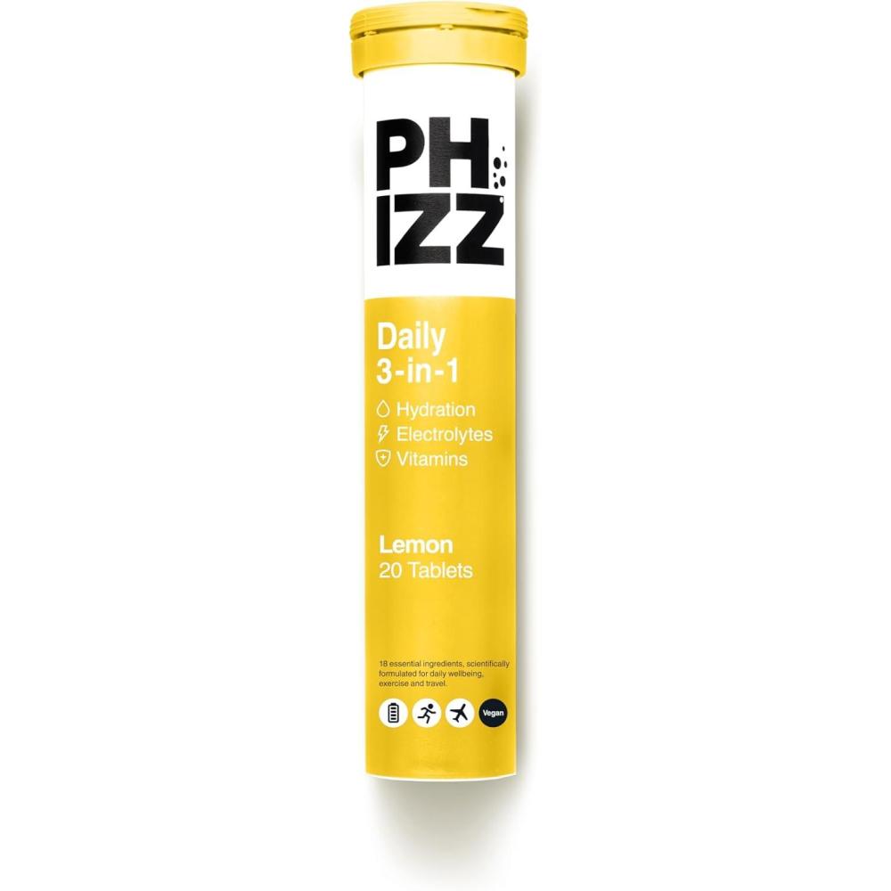 imagePhizz Electrolytes Multivitamines ampamp Comprims dhydratation 60 comprims de rhydratation effervescents 18 vitamines et minraux vitamine C vgane vgtarien et hypocalorique Pomme ampamp CassisZitrone
