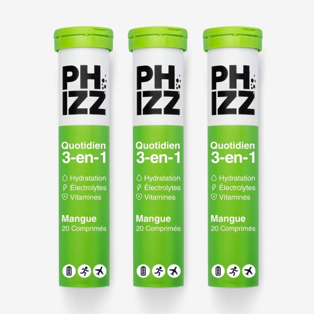 imagePhizz Electrolytes Multivitamines ampamp Comprims dhydratation 60 comprims de rhydratation effervescents 18 vitamines et minraux vitamine C vgane vgtarien et hypocalorique Pomme ampamp CassisMangue