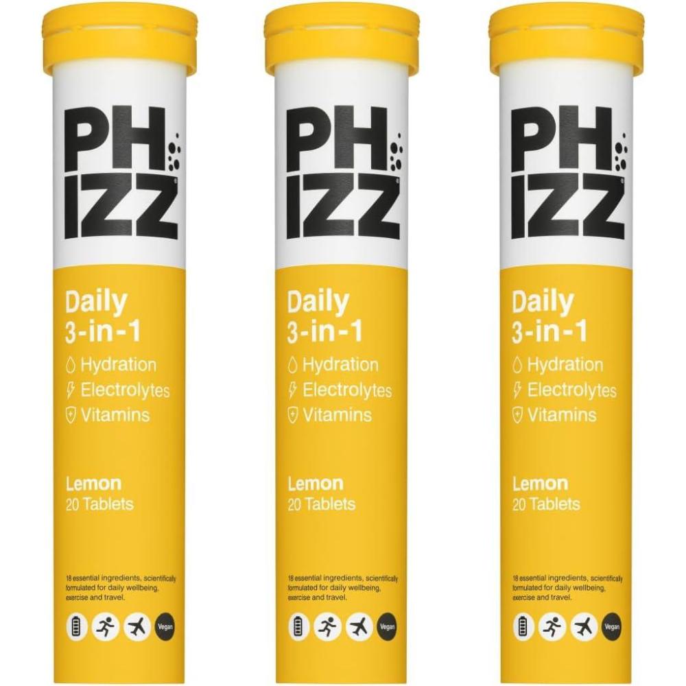 imagePhizz Electrolytes Multivitamines ampamp Comprims dhydratation 60 comprims de rhydratation effervescents 18 vitamines et minraux vitamine C vgane vgtarien et hypocalorique Pomme ampamp CassisCitron
