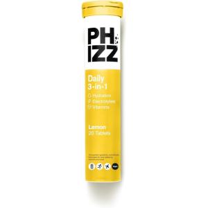 Phizz Electrolytes, Multivitamines & Comprimés d&rsquo;hydratation – 60 comprimés de réhydratation effervescents – 18 vitamines et minéraux, vitamine C, végane, végétarien et hypocalorique (Pomme & Cassis)(Zitrone)