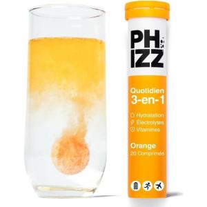 Phizz Electrolytes, Multivitamines & Comprimés d&rsquo;hydratation – 60 comprimés de réhydratation effervescents – 18 vitamines et minéraux, vitamine C, végane, végétarien et hypocalorique (Pomme & Cassis)(Orange)