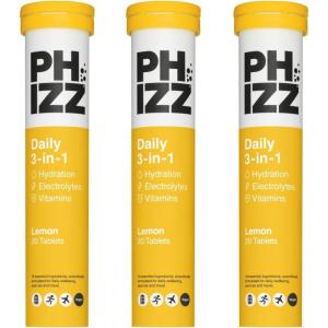 Phizz Electrolytes, Multivitamines & Comprimés d&rsquo;hydratation – 60 comprimés de réhydratation effervescents – 18 vitamines et minéraux, vitamine C, végane, végétarien et hypocalorique (Pomme & Cassis)(Citron)