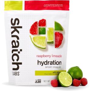 SKRATCH LABS Hydration 440g – Poudre d&rsquo;électrolytes – Sport Drink Mix – Raspberry Limeade – Limonade à la framboise (caféine)- 20 portions- Sans OGM, Vegan, Kasher