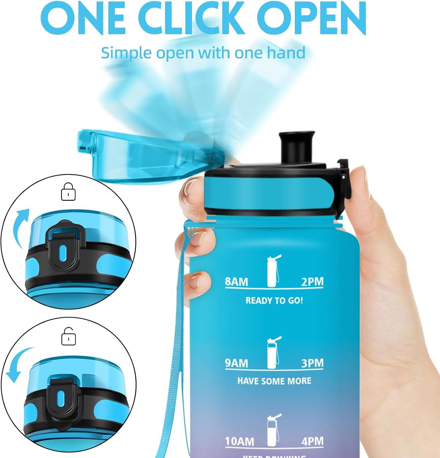 imageGourde 1500ML Sans BPA Gourde sport Conception de Verrouillage AntiFuite Bouteille Avec Horodatage Bouteille Eau pour cole Yoga En cours dexcution Escalader Des Montagnes VertPoudreBleuviolet1500ml