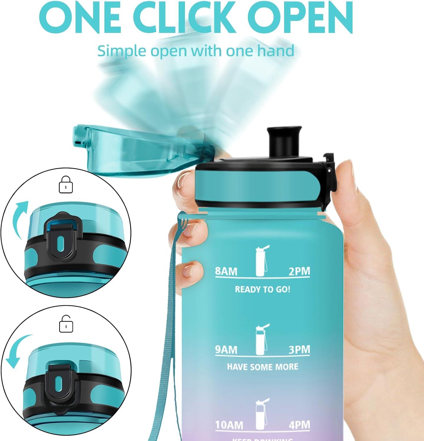 imageGourde 1500ML Sans BPA Gourde sport Conception de Verrouillage AntiFuite Bouteille Avec Horodatage Bouteille Eau pour cole Yoga En cours dexcution Escalader Des Montagnes VertPoudreVertpoudre1500ml
