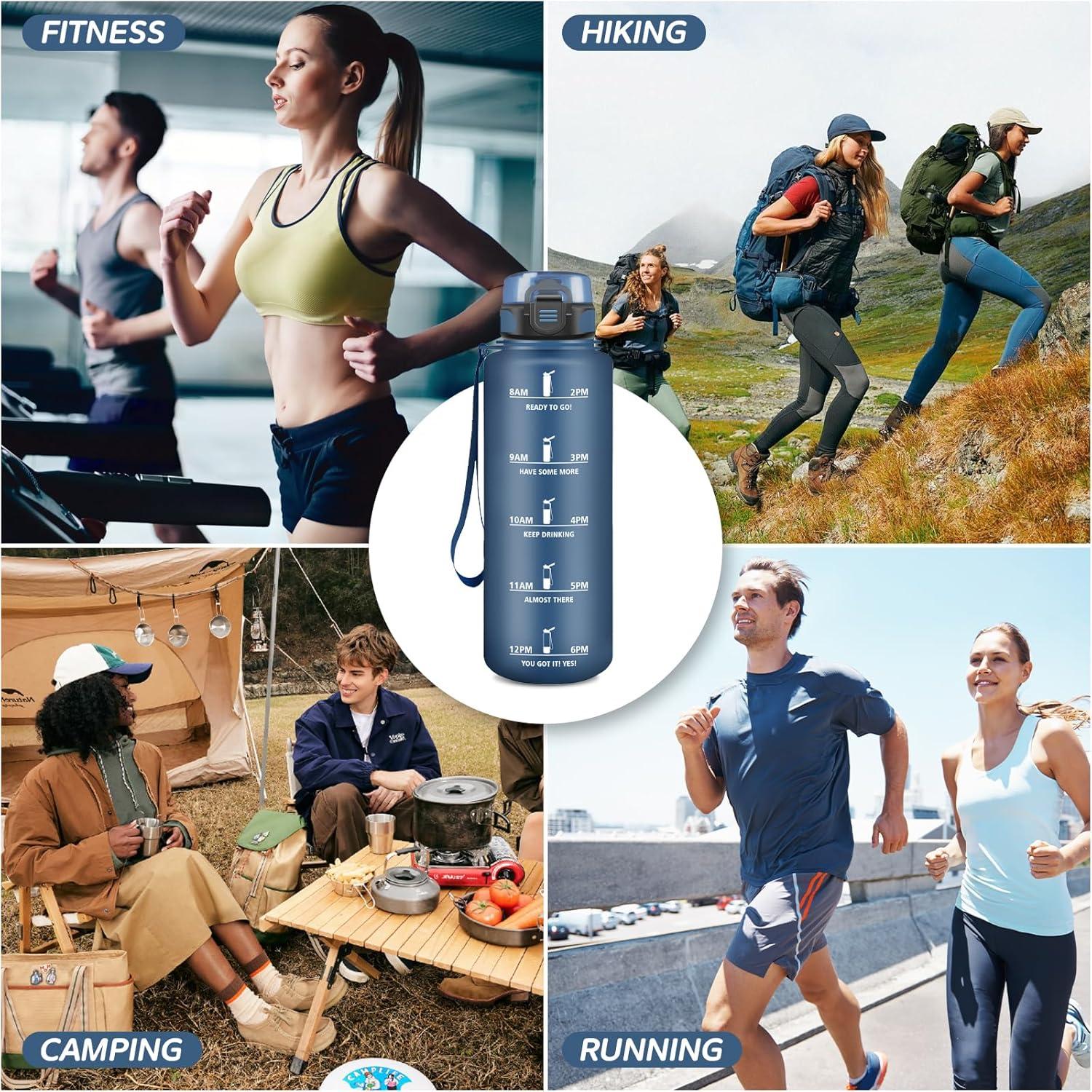 imageGourde 15L Sport Filtrante AntiFuite Motivation avec Slogan Camping et Randonne Facile Nettoyer Fitness Extrieur Running JauneRoseBleu Marine