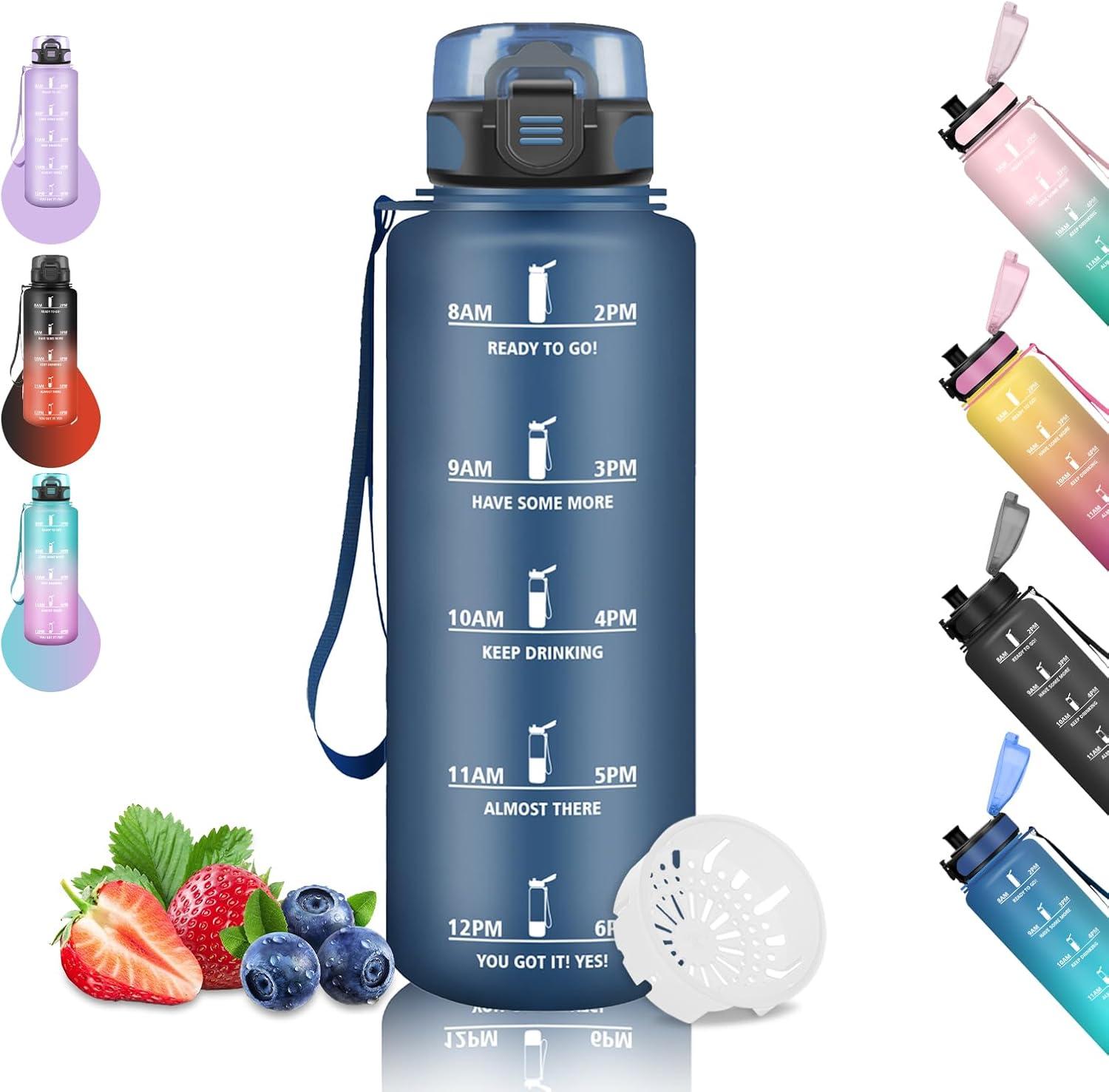imageGourde 15L Sport Filtrante AntiFuite Motivation avec Slogan Camping et Randonne Facile Nettoyer Fitness Extrieur Running JauneRoseBleu Marine