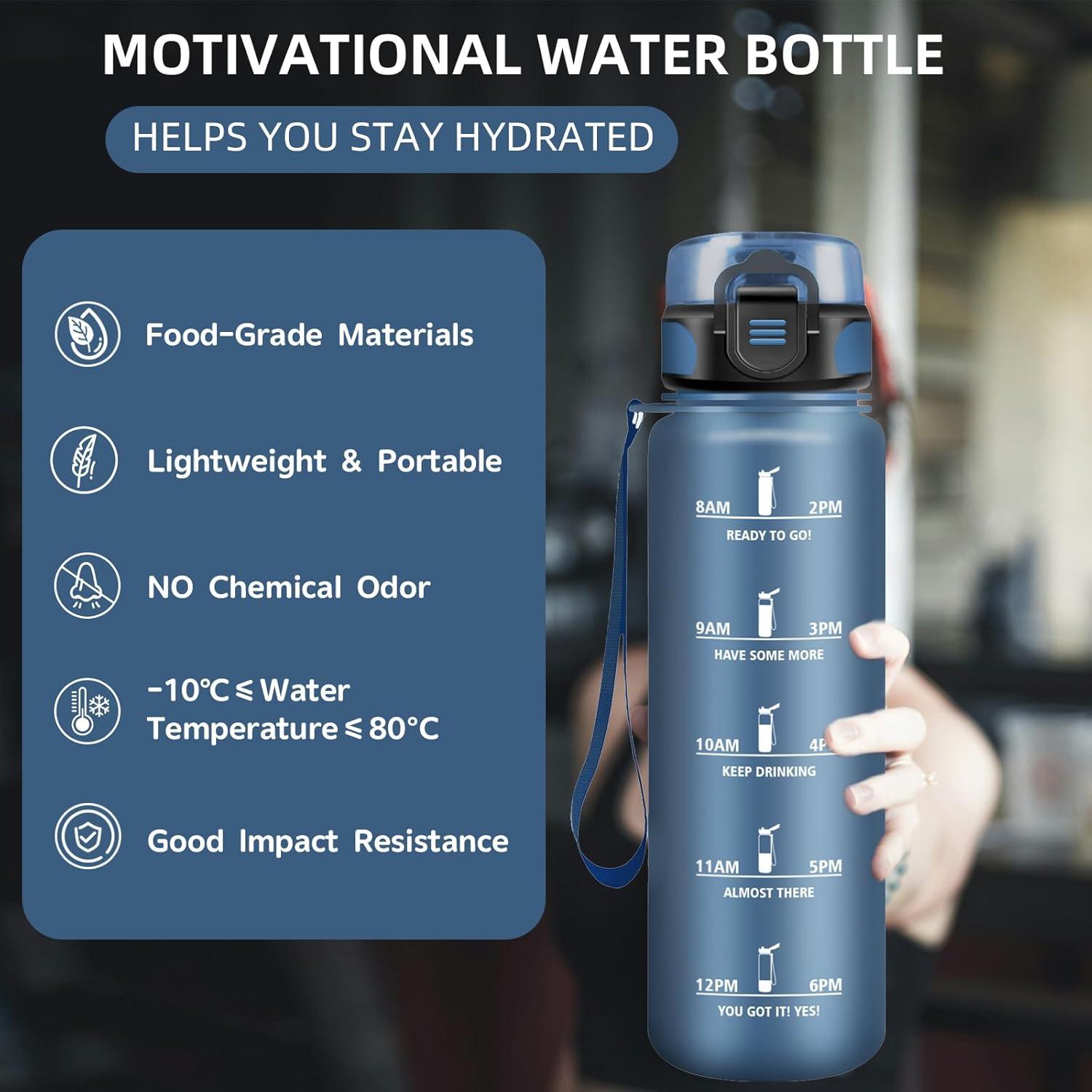 imageGourde 15L Sport Filtrante AntiFuite Motivation avec Slogan Camping et Randonne Facile Nettoyer Fitness Extrieur Running JauneRoseBleu Marine