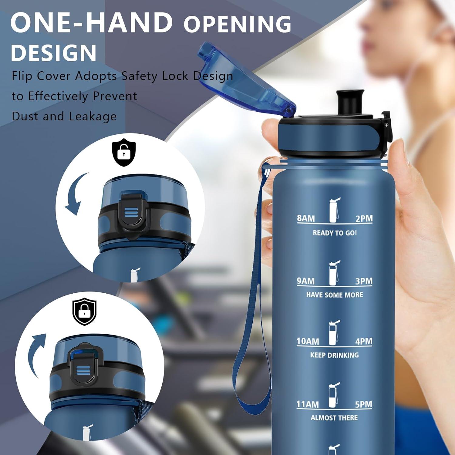 imageGourde 15L Sport Filtrante AntiFuite Motivation avec Slogan Camping et Randonne Facile Nettoyer Fitness Extrieur Running JauneRoseBleu Marine