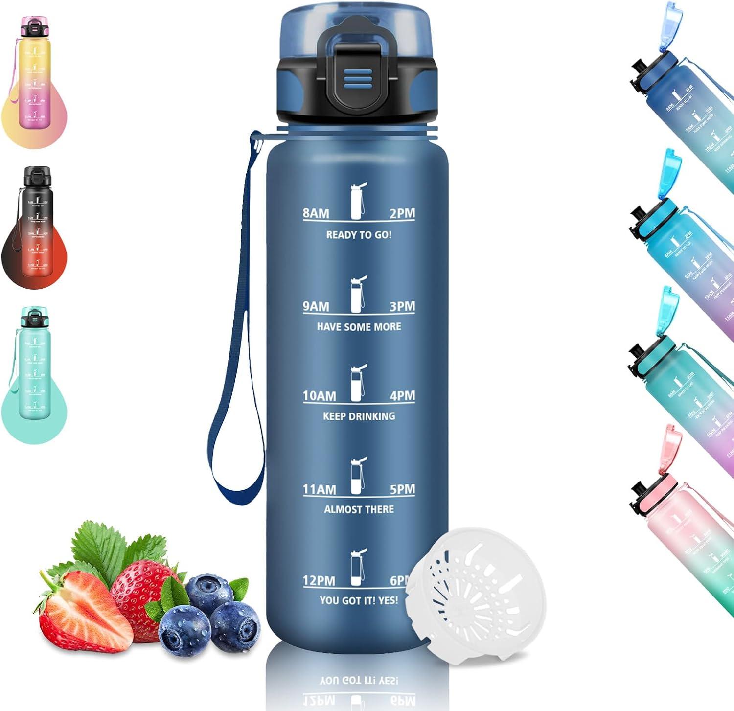 imageGourde 15L Sport Filtrante AntiFuite Motivation avec Slogan Camping et Randonne Facile Nettoyer Fitness Extrieur Running JauneRoseBleu Marine