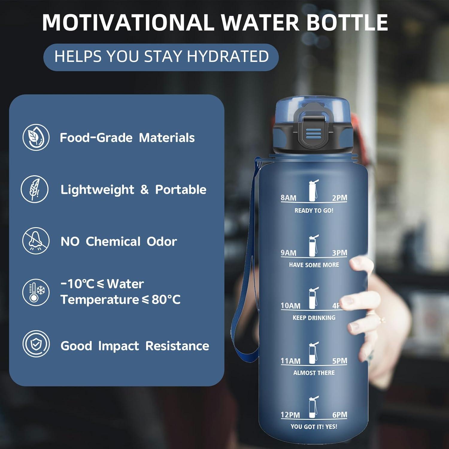 imageGourde 15L Sport Filtrante AntiFuite Motivation avec Slogan Camping et Randonne Facile Nettoyer Fitness Extrieur Running JauneRoseBleu Marine