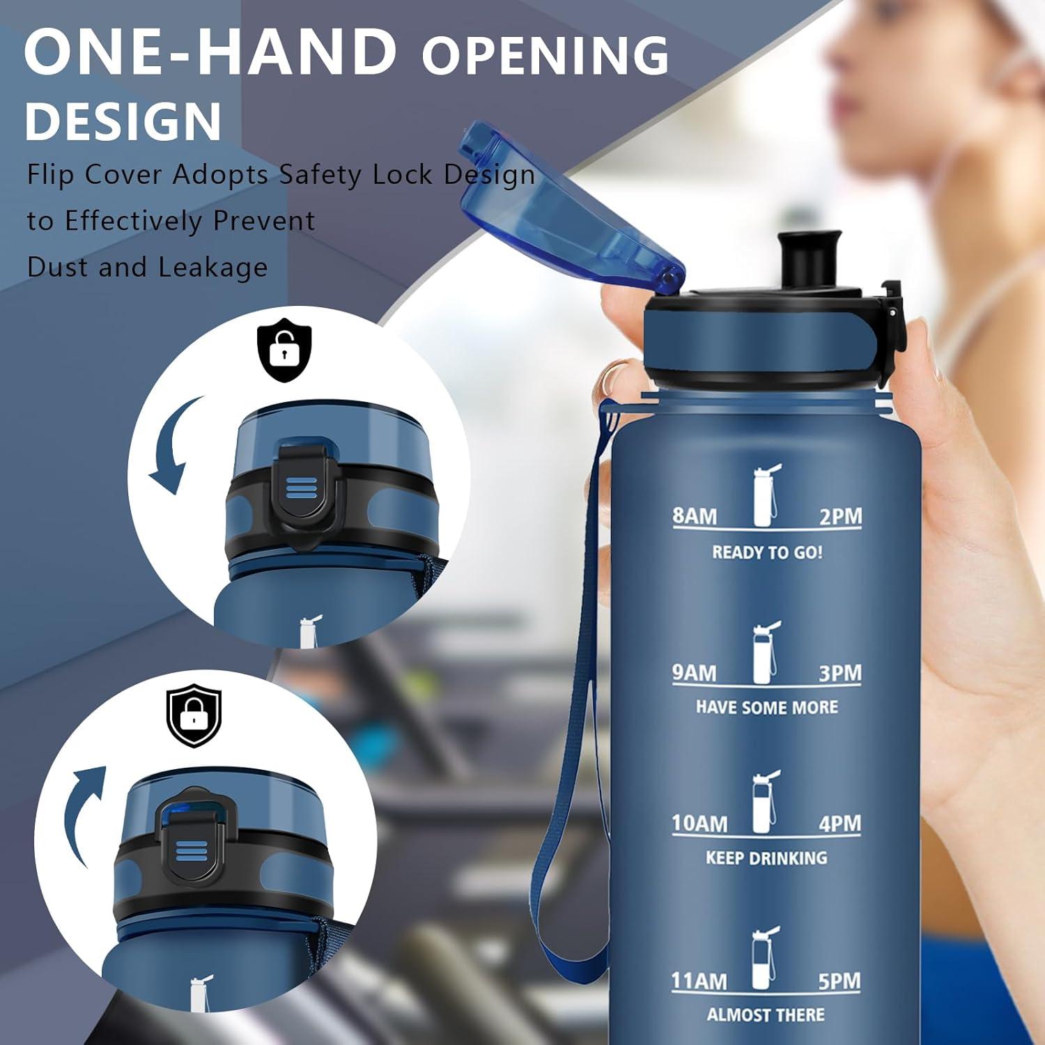 imageGourde 15L Sport Filtrante AntiFuite Motivation avec Slogan Camping et Randonne Facile Nettoyer Fitness Extrieur Running JauneRoseBleu Marine