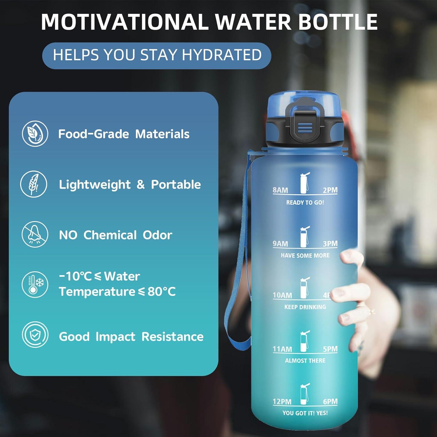 imageGourde 15L Sport Filtrante AntiFuite Motivation avec Slogan Camping et Randonne Facile Nettoyer Fitness Extrieur Running JauneRoseBleuvert