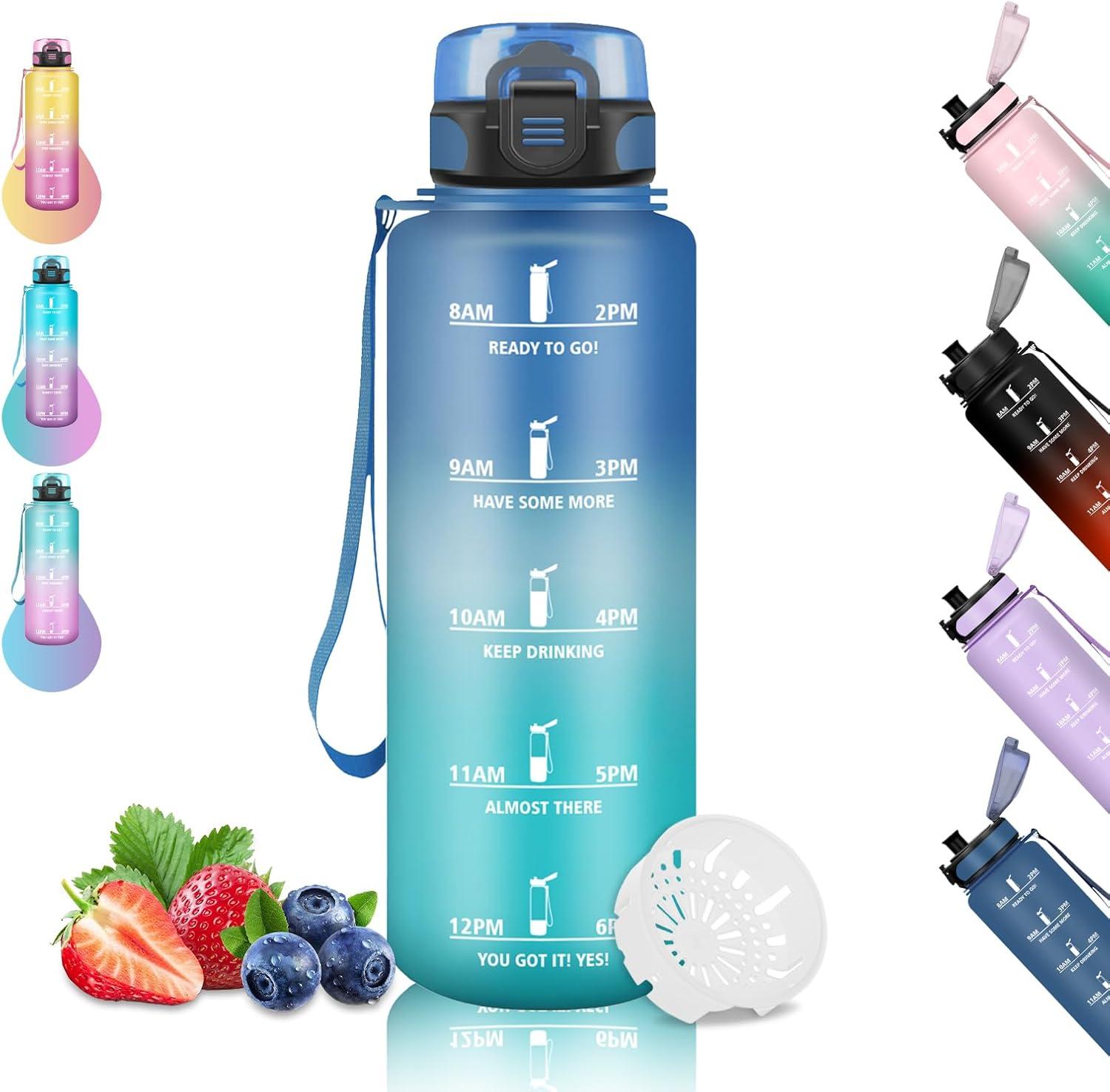 imageGourde 15L Sport Filtrante AntiFuite Motivation avec Slogan Camping et Randonne Facile Nettoyer Fitness Extrieur Running JauneRoseBleuvert