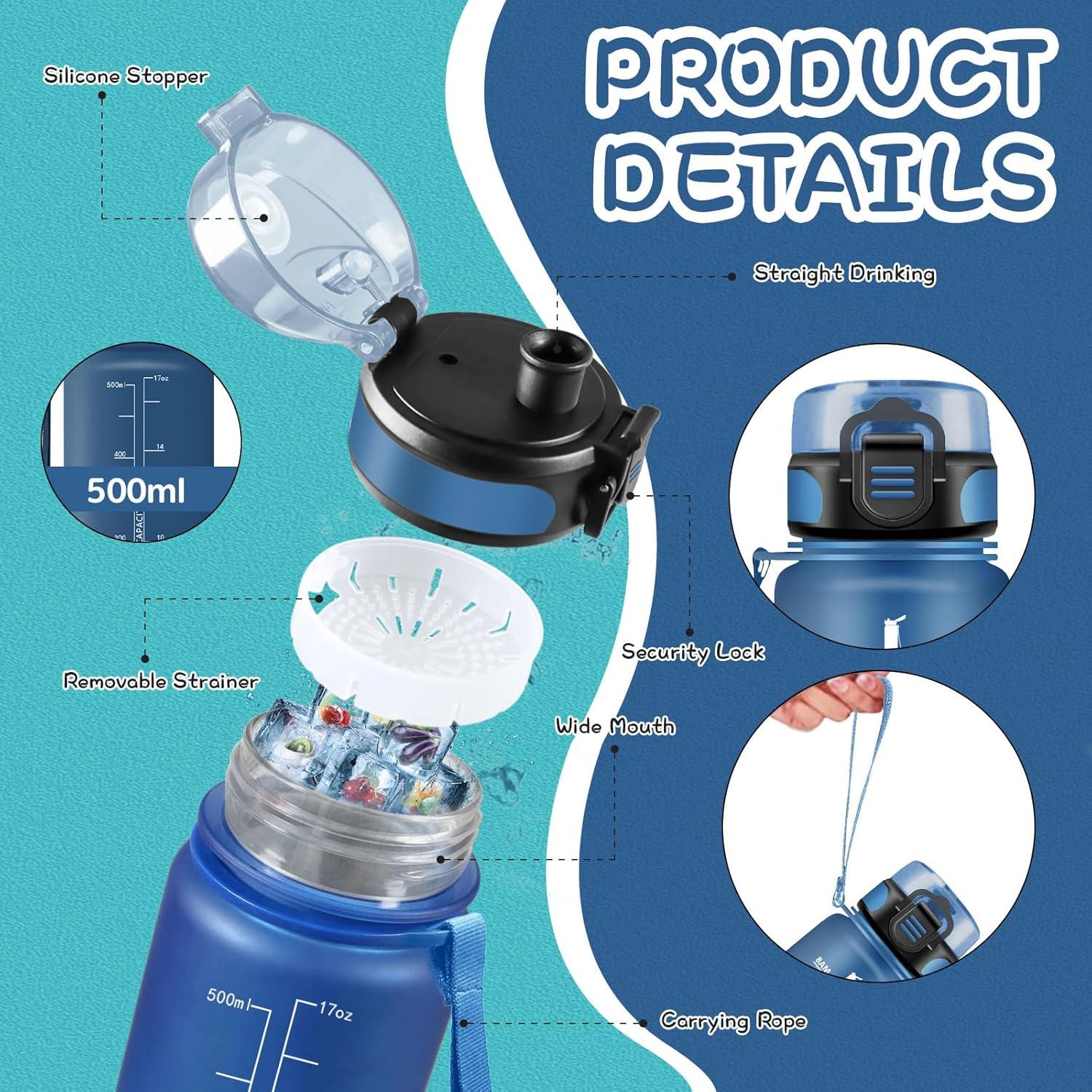 imageGourde 15L Sport Filtrante AntiFuite Motivation avec Slogan Camping et Randonne Facile Nettoyer Fitness Extrieur Running JauneRoseBleuvert