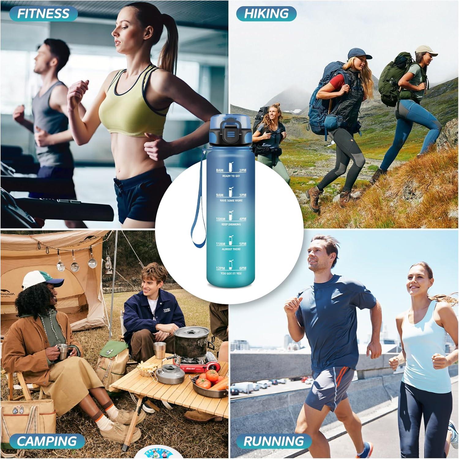 imageGourde 15L Sport Filtrante AntiFuite Motivation avec Slogan Camping et Randonne Facile Nettoyer Fitness Extrieur Running JauneRoseBleuvert