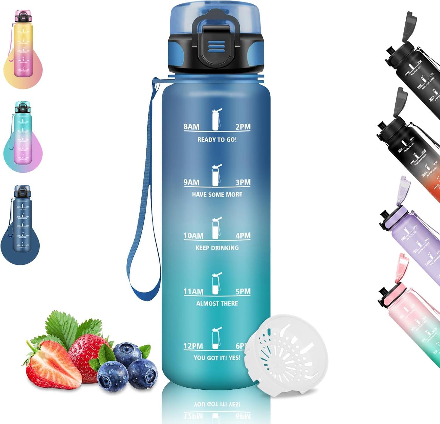 imageGourde 15L Sport Filtrante AntiFuite Motivation avec Slogan Camping et Randonne Facile Nettoyer Fitness Extrieur Running JauneRoseBleuvert