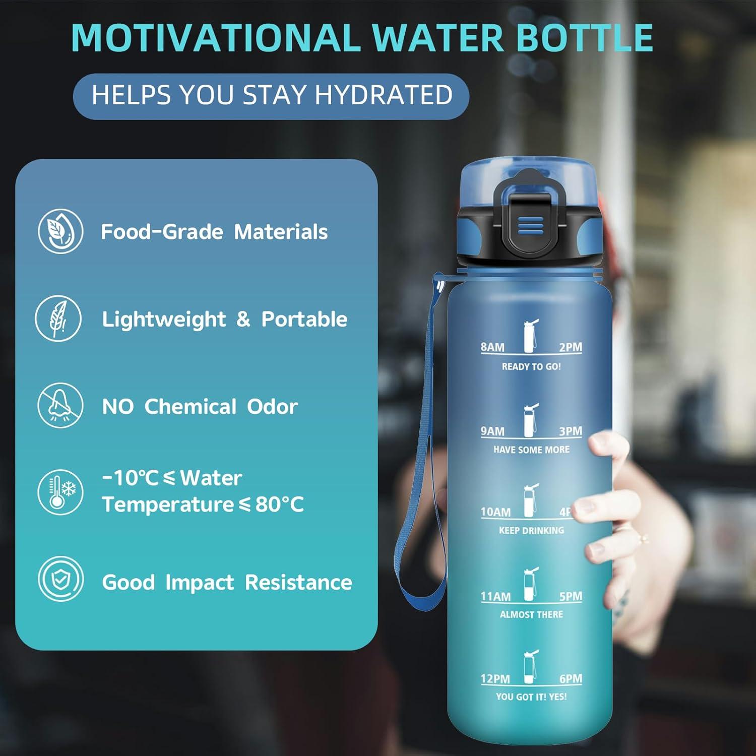 imageGourde 15L Sport Filtrante AntiFuite Motivation avec Slogan Camping et Randonne Facile Nettoyer Fitness Extrieur Running JauneRoseBleuvert