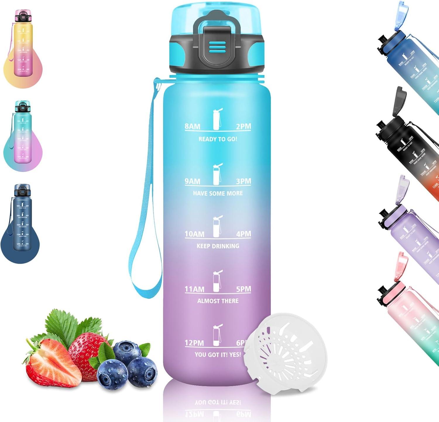 imageGourde 15L Sport Filtrante AntiFuite Motivation avec Slogan Camping et Randonne Facile Nettoyer Fitness Extrieur Running JauneRoseBleuviolet