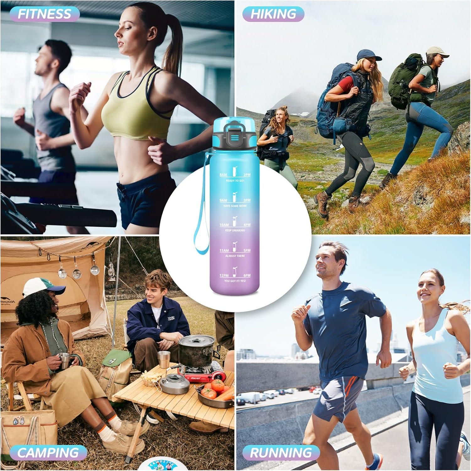 imageGourde 15L Sport Filtrante AntiFuite Motivation avec Slogan Camping et Randonne Facile Nettoyer Fitness Extrieur Running JauneRoseBleuviolet