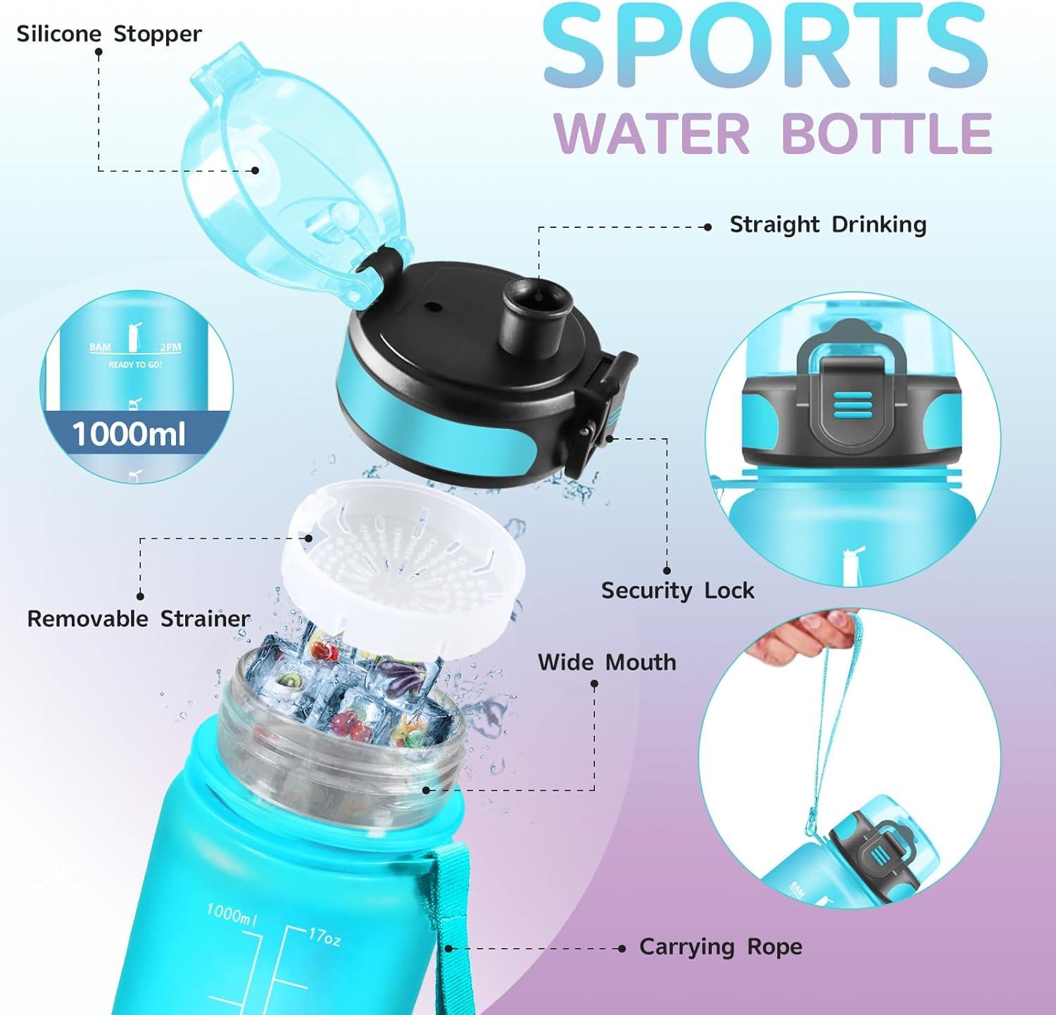 imageGourde 15L Sport Filtrante AntiFuite Motivation avec Slogan Camping et Randonne Facile Nettoyer Fitness Extrieur Running JauneRoseBleuviolet