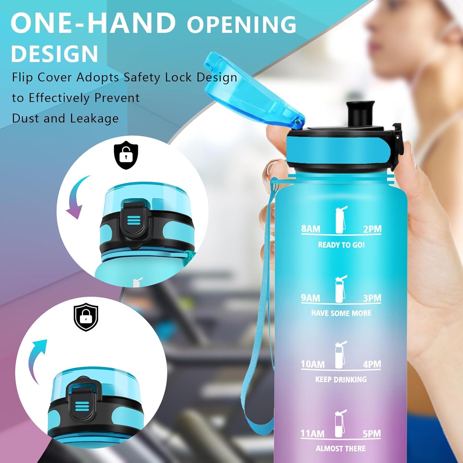 imageGourde 15L Sport Filtrante AntiFuite Motivation avec Slogan Camping et Randonne Facile Nettoyer Fitness Extrieur Running JauneRoseBleuviolet