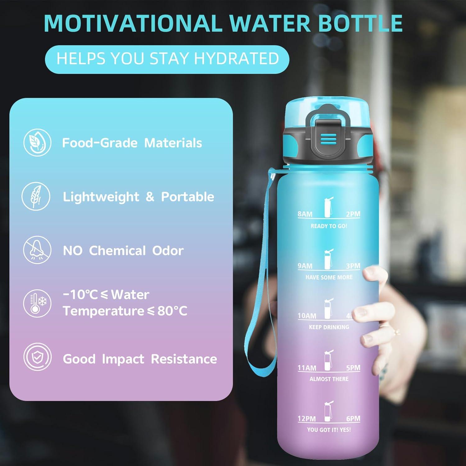 imageGourde 15L Sport Filtrante AntiFuite Motivation avec Slogan Camping et Randonne Facile Nettoyer Fitness Extrieur Running JauneRoseBleuviolet