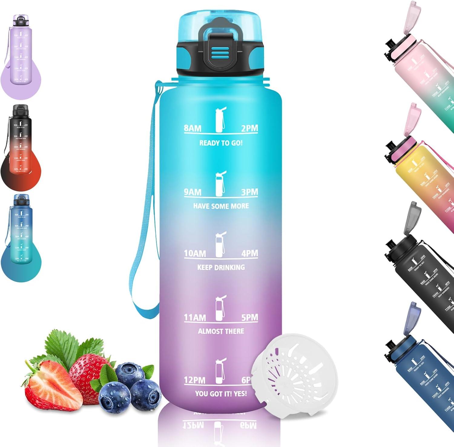 imageGourde 15L Sport Filtrante AntiFuite Motivation avec Slogan Camping et Randonne Facile Nettoyer Fitness Extrieur Running JauneRoseBleuviolet