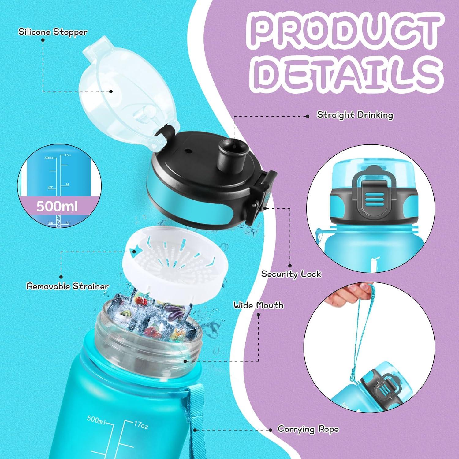 imageGourde 15L Sport Filtrante AntiFuite Motivation avec Slogan Camping et Randonne Facile Nettoyer Fitness Extrieur Running JauneRoseBleuviolet