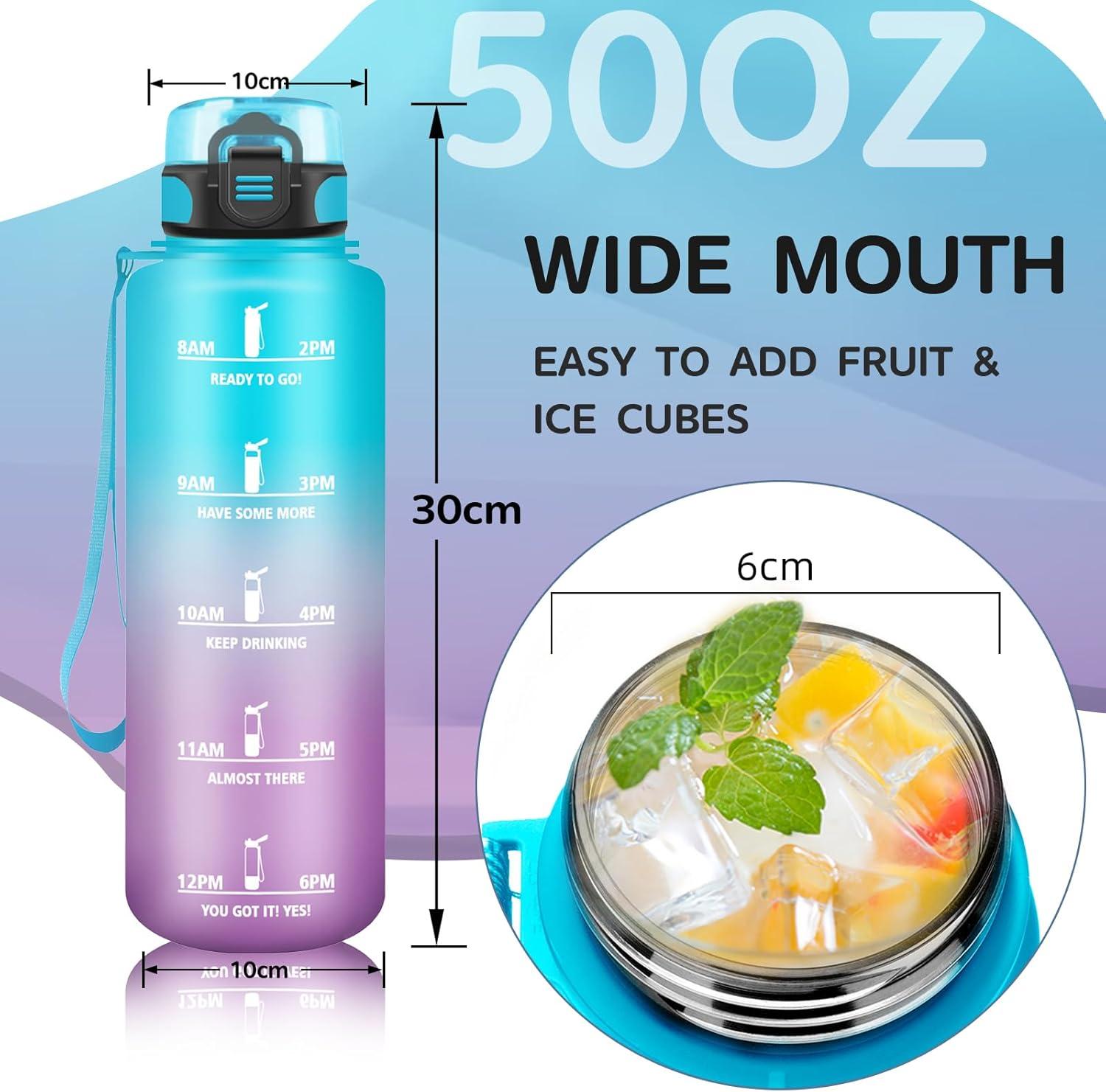imageGourde 15L Sport Filtrante AntiFuite Motivation avec Slogan Camping et Randonne Facile Nettoyer Fitness Extrieur Running JauneRoseBleuviolet