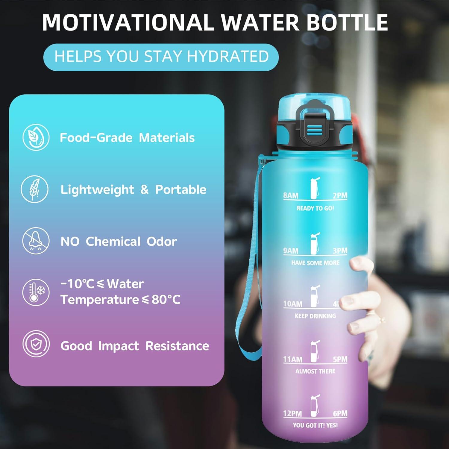 imageGourde 15L Sport Filtrante AntiFuite Motivation avec Slogan Camping et Randonne Facile Nettoyer Fitness Extrieur Running JauneRoseBleuviolet