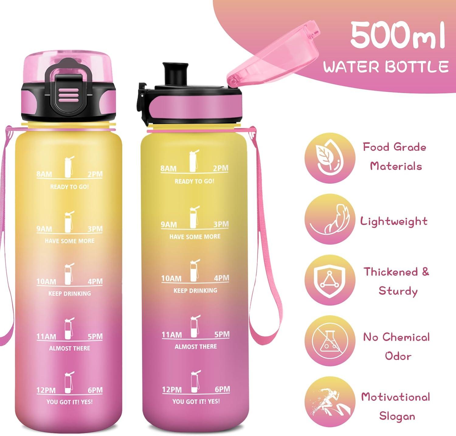 imageGourde 15L Sport Filtrante AntiFuite Motivation avec Slogan Camping et Randonne Facile Nettoyer Fitness Extrieur Running JauneRoseJaunerose