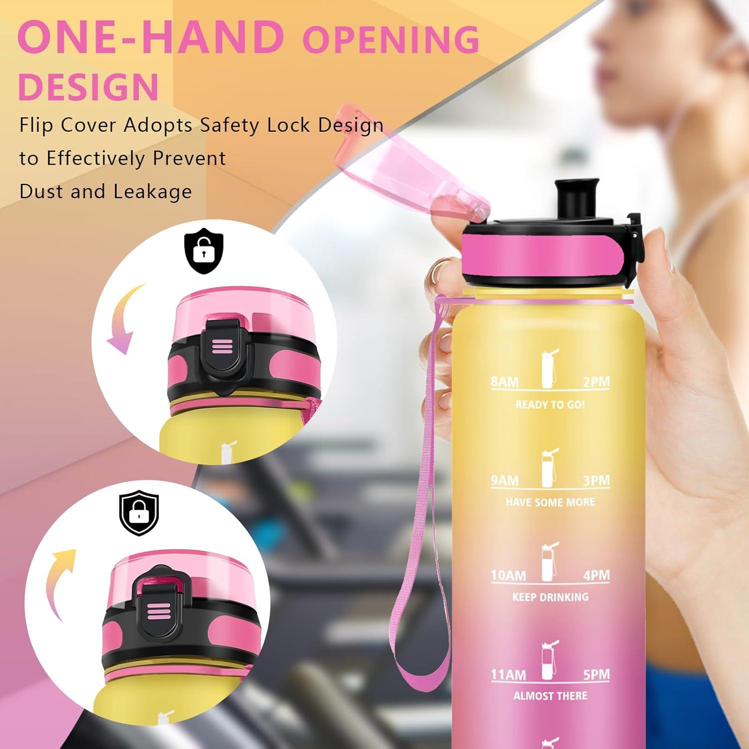 imageGourde 15L Sport Filtrante AntiFuite Motivation avec Slogan Camping et Randonne Facile Nettoyer Fitness Extrieur Running JauneRoseJaunerose