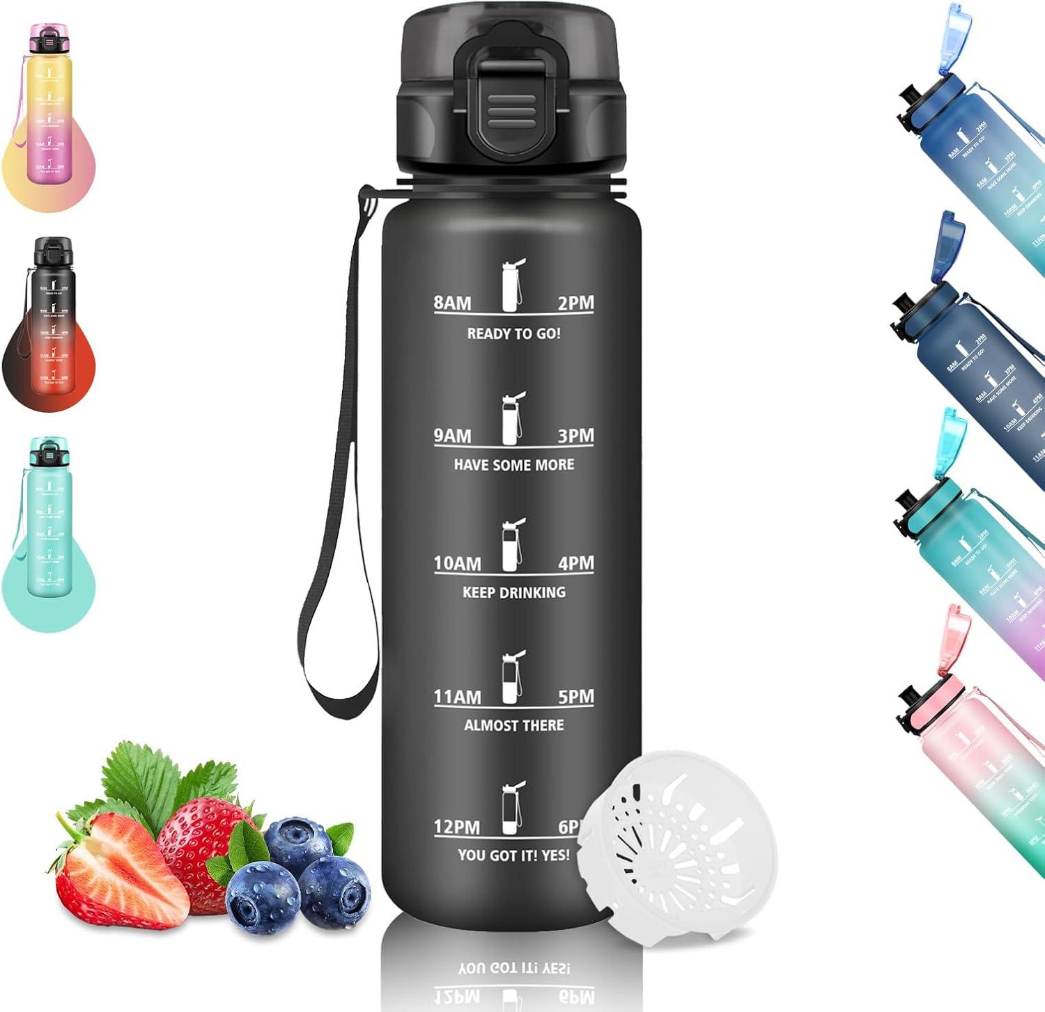 imageGourde 15L Sport Filtrante AntiFuite Motivation avec Slogan Camping et Randonne Facile Nettoyer Fitness Extrieur Running JauneRoseNoir