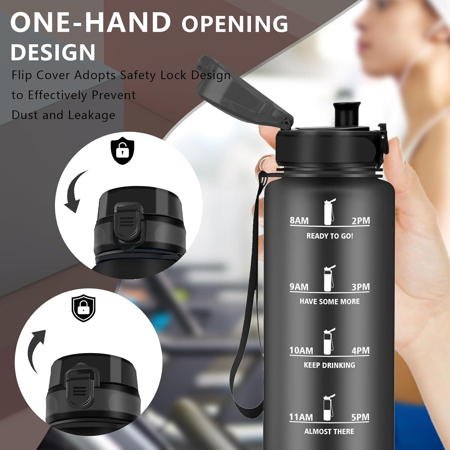 imageGourde 15L Sport Filtrante AntiFuite Motivation avec Slogan Camping et Randonne Facile Nettoyer Fitness Extrieur Running JauneRoseNoir