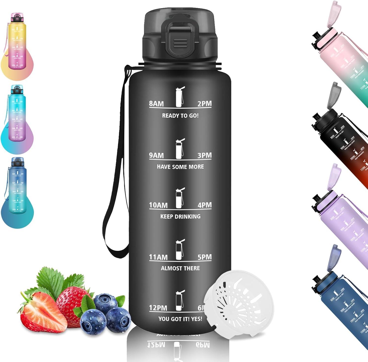 imageGourde 15L Sport Filtrante AntiFuite Motivation avec Slogan Camping et Randonne Facile Nettoyer Fitness Extrieur Running JauneRoseNoir