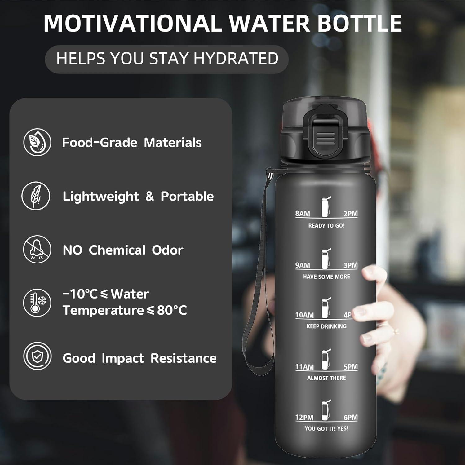 imageGourde 15L Sport Filtrante AntiFuite Motivation avec Slogan Camping et Randonne Facile Nettoyer Fitness Extrieur Running JauneRoseNoir
